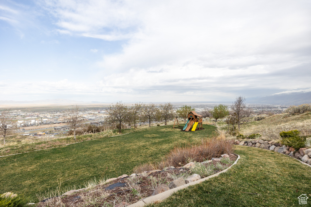 View of yard with a playground