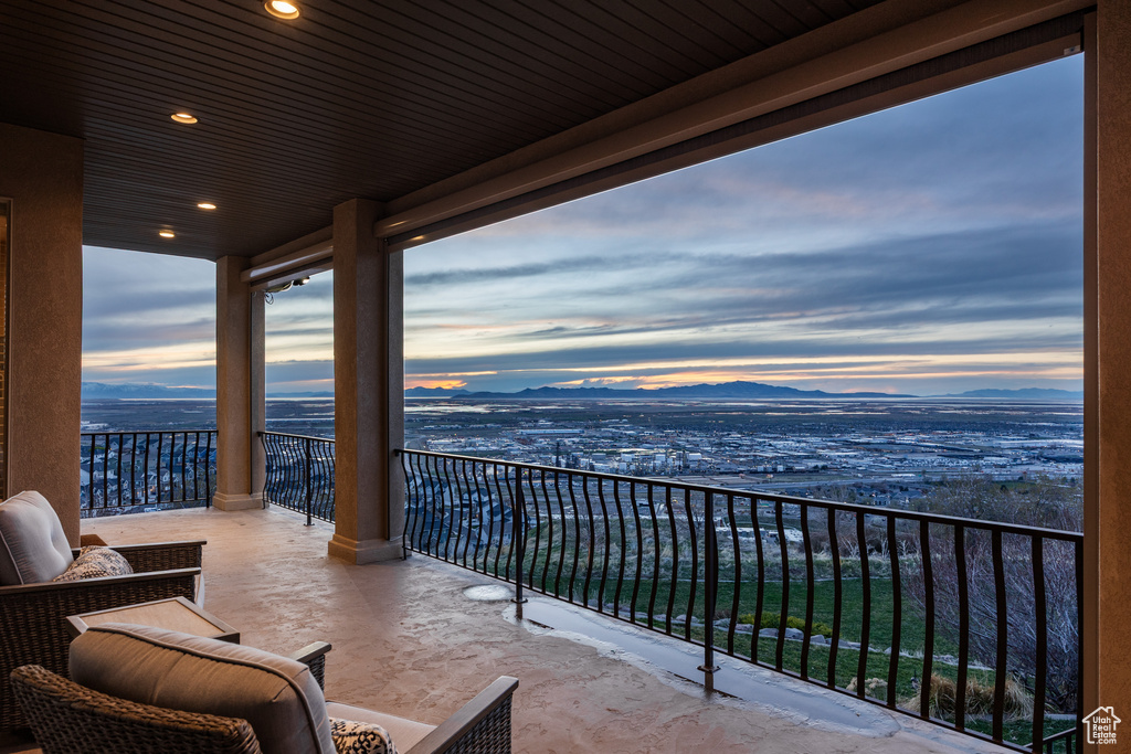 Balcony with a mountain view