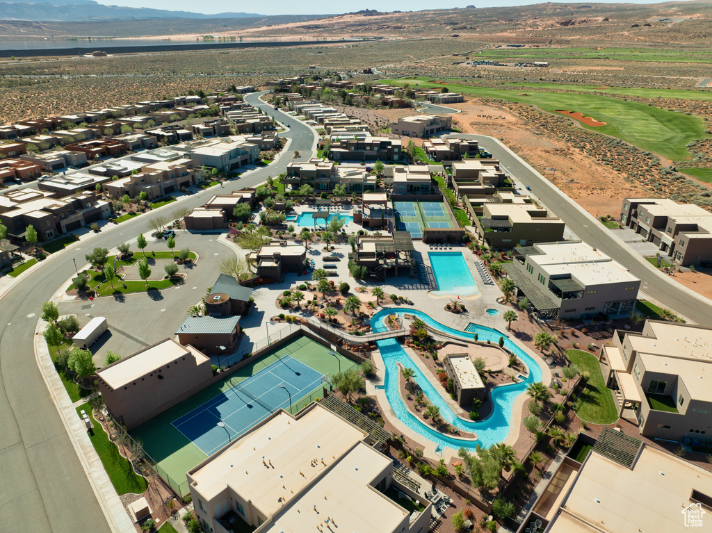 Birds eye view of property featuring a mountain view