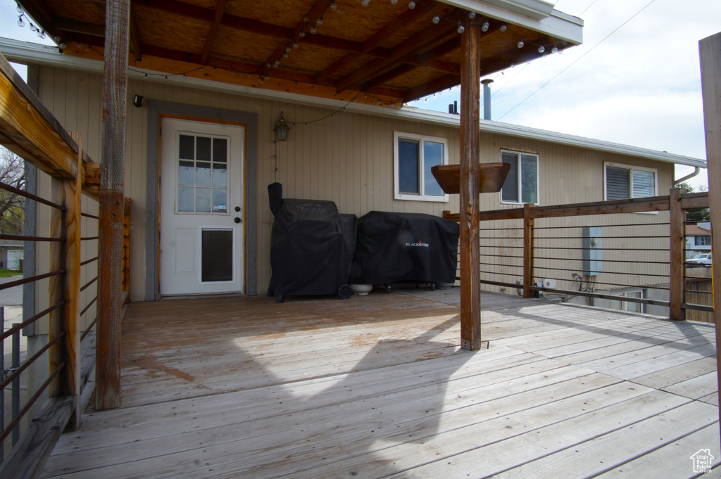 Wooden deck with area for grilling