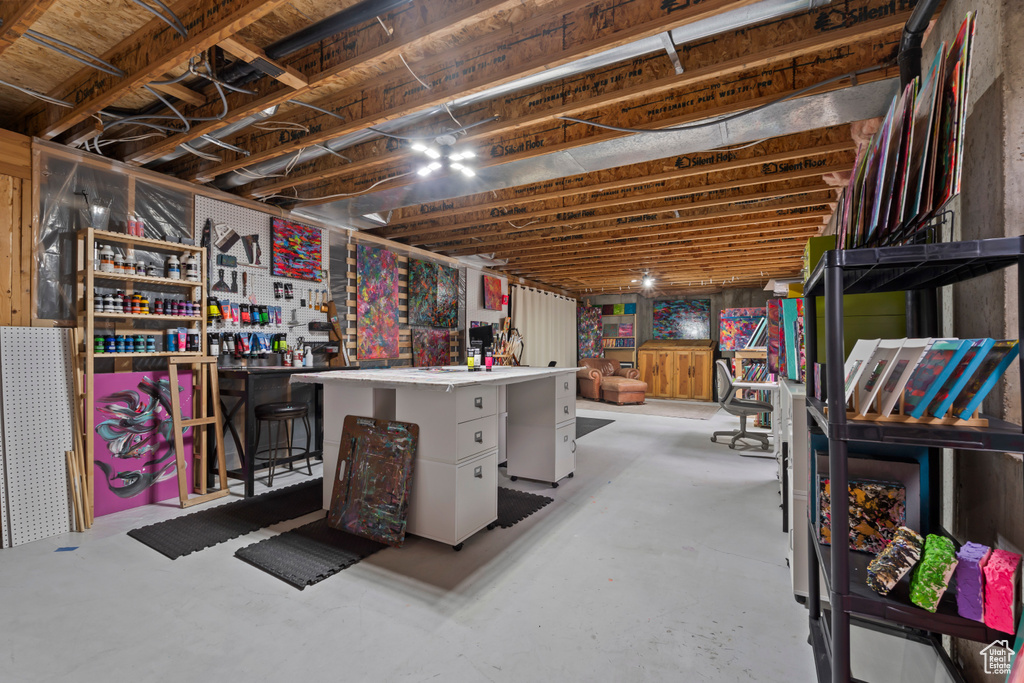 View of unfinished basement