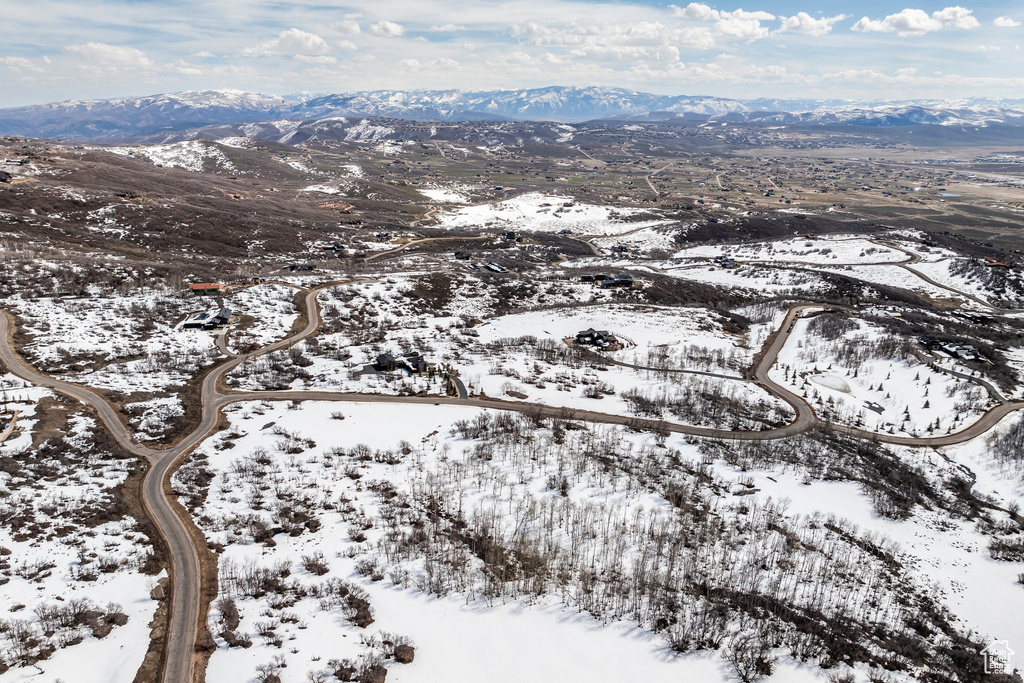 Aerial view of a mountainous background