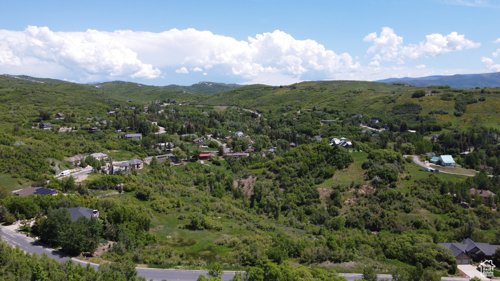 Drone / aerial view featuring a mountain view