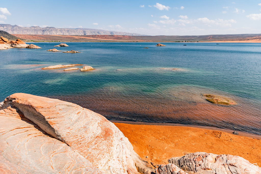Water view featuring a mountainous background