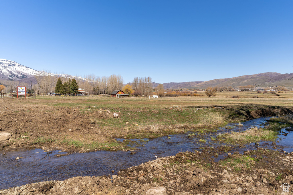 Exterior space featuring a mountain view