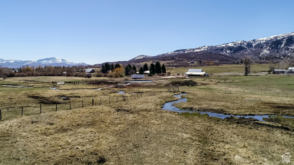 Mountain view featuring a rural view