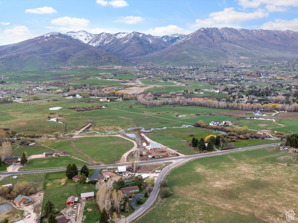 Drone / aerial view with a rural view and a mountain view