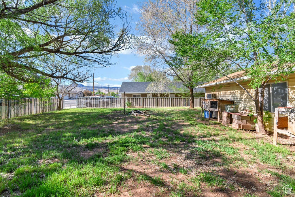 View of fenced backyard