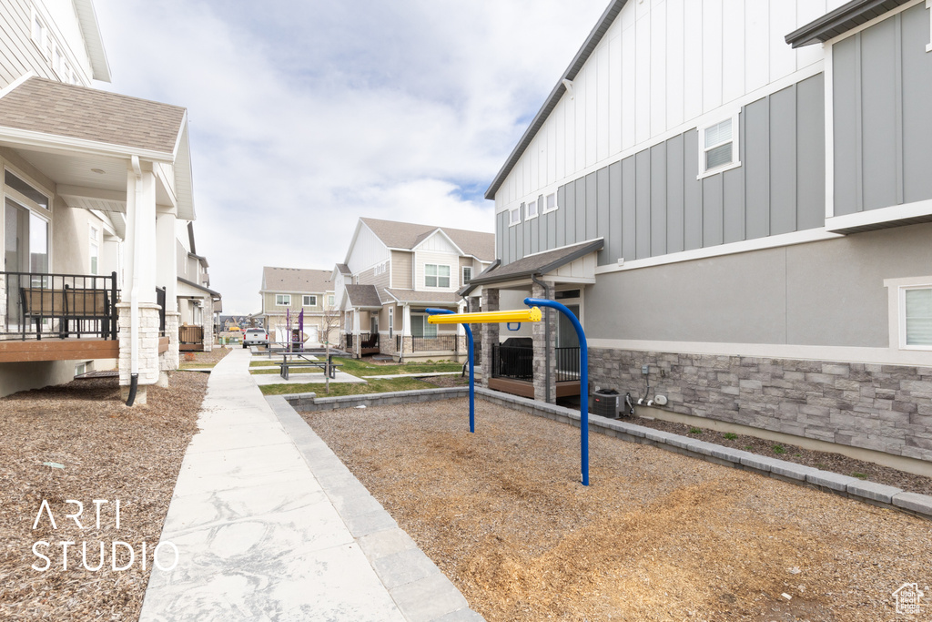 View of home's community featuring a residential view and playground community