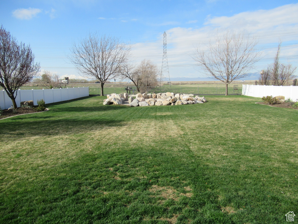 View of yard featuring a fenced backyard