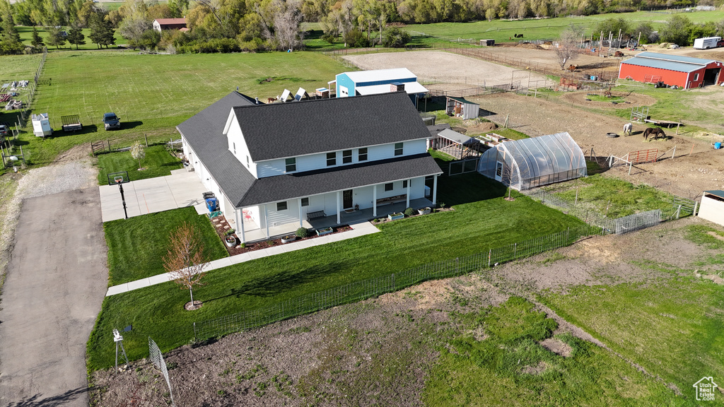 Aerial view of sparsely populated area