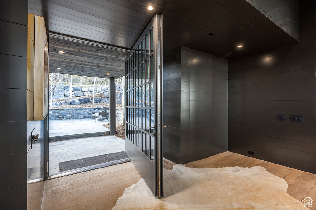 Bathroom with wood-type flooring