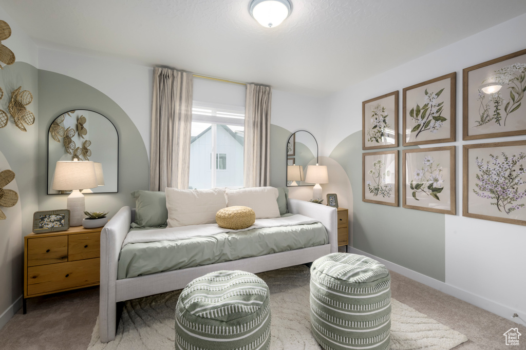 Interior space featuring baseboards and carpet