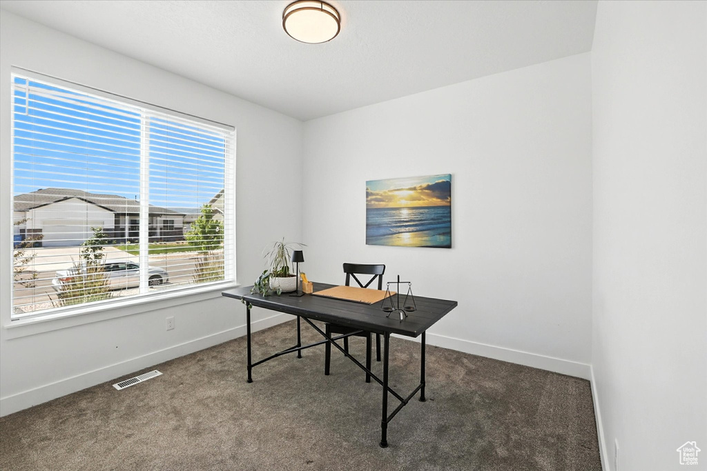 Home office featuring carpet floors