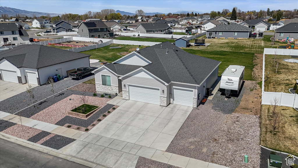 Aerial perspective of suburban area