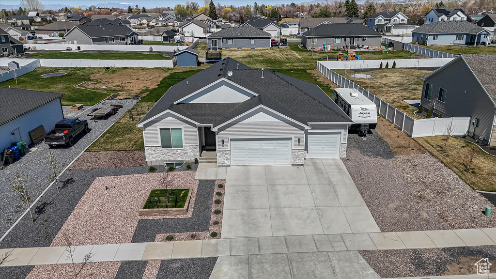 Aerial view of residential area