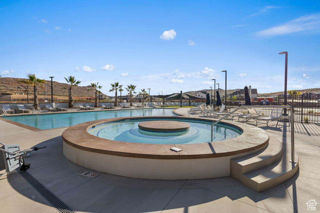 Community pool with fence