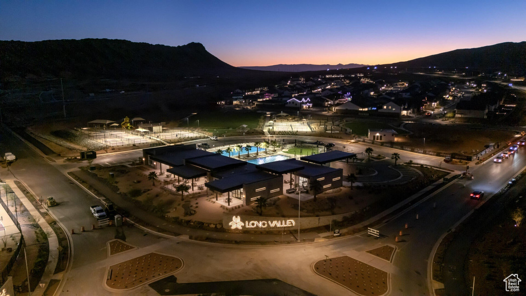 Drone / aerial view with a mountain view