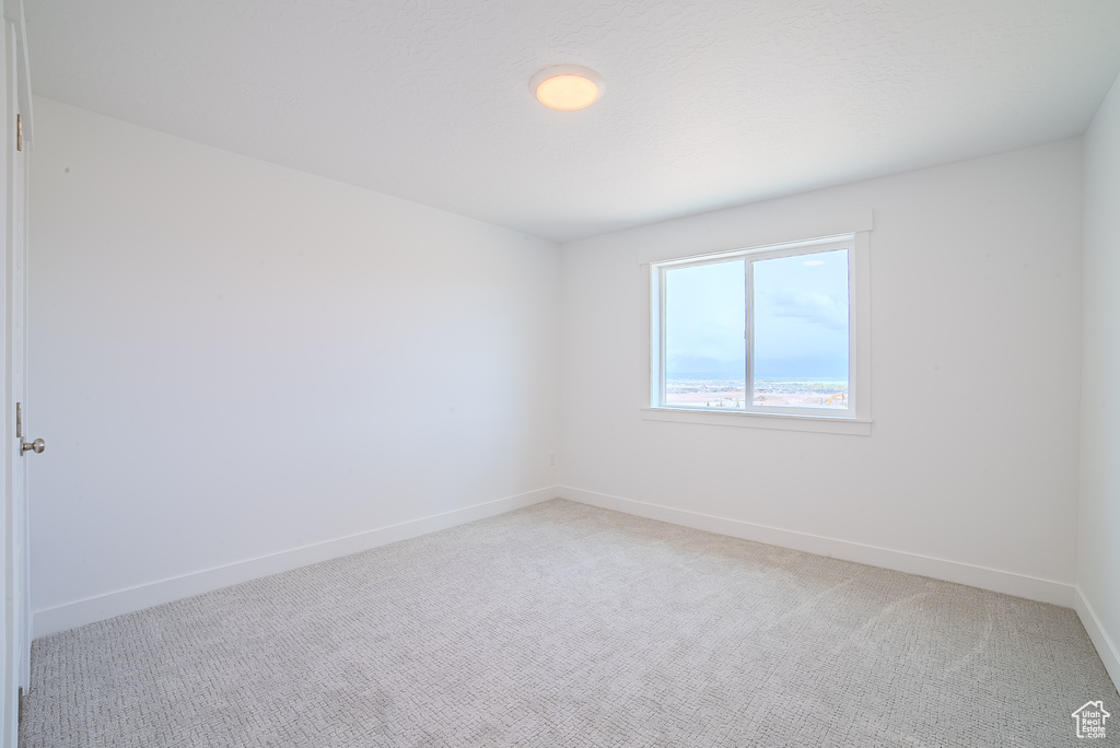 Spare room with light colored carpet and baseboards