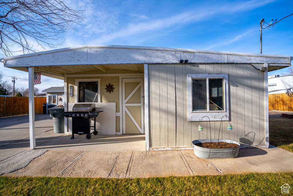 Exterior space with fence