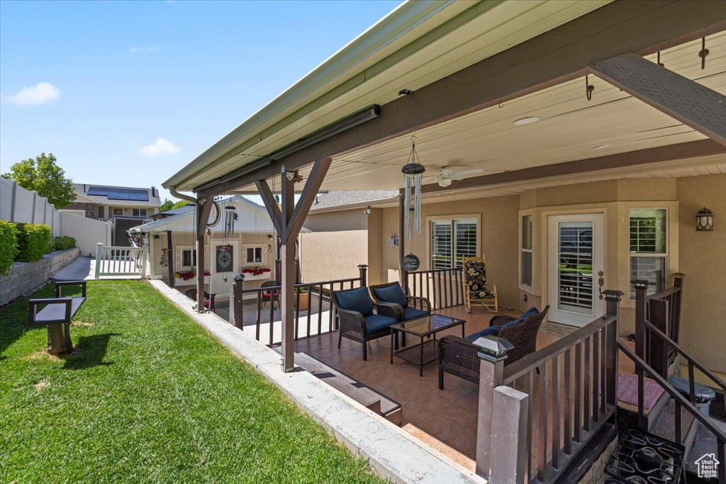 View of patio featuring outdoor lounge area