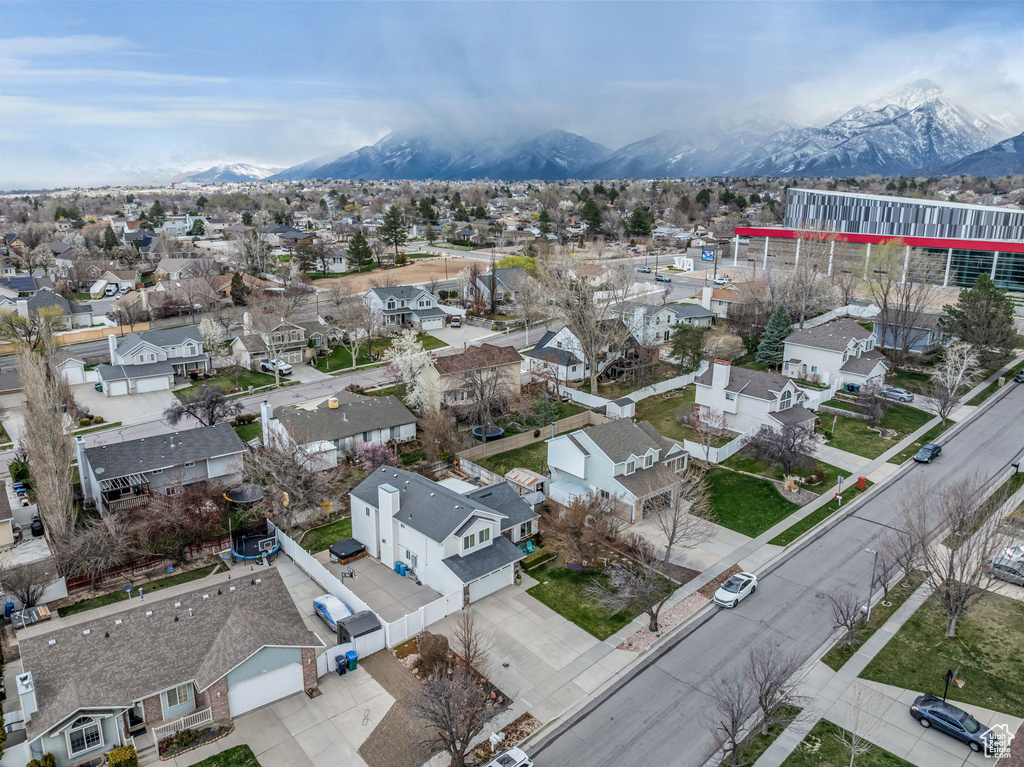 Bird's eye view with a mountain view and a residential view