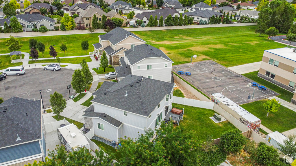 Aerial view of residential area