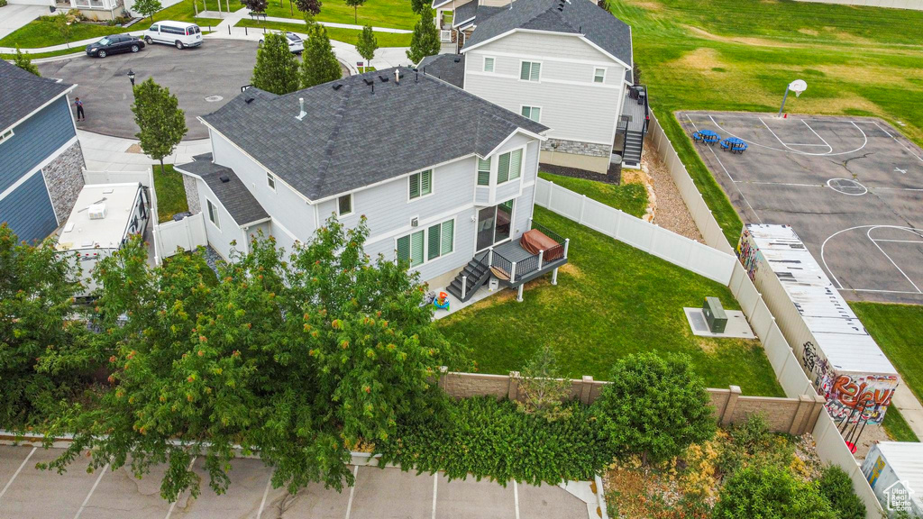 Aerial perspective of suburban area