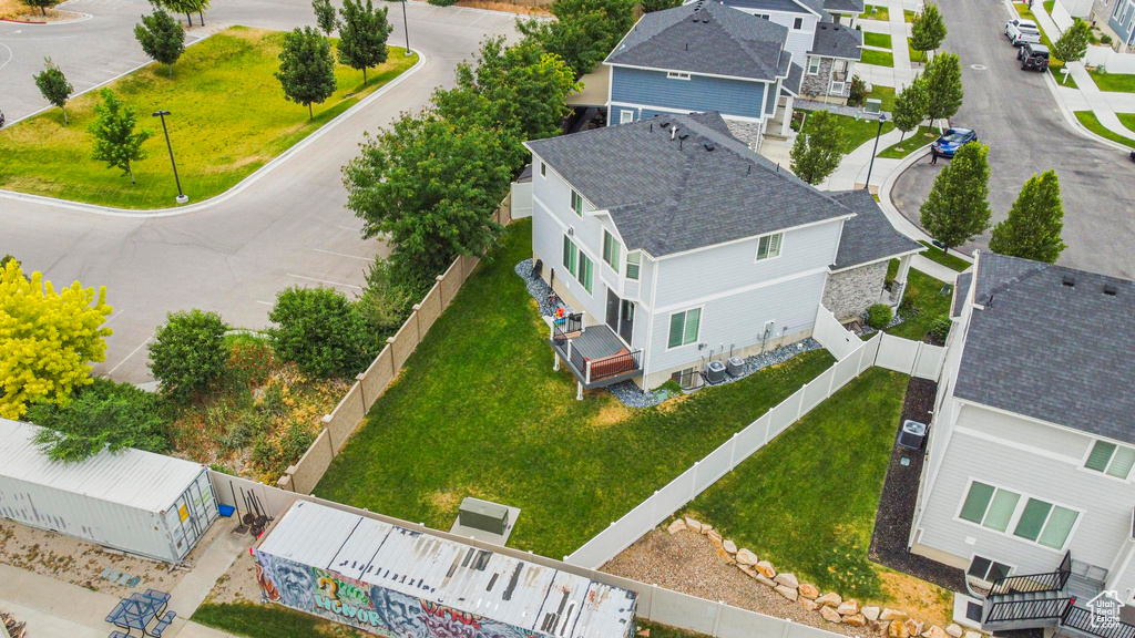 Aerial perspective of suburban area