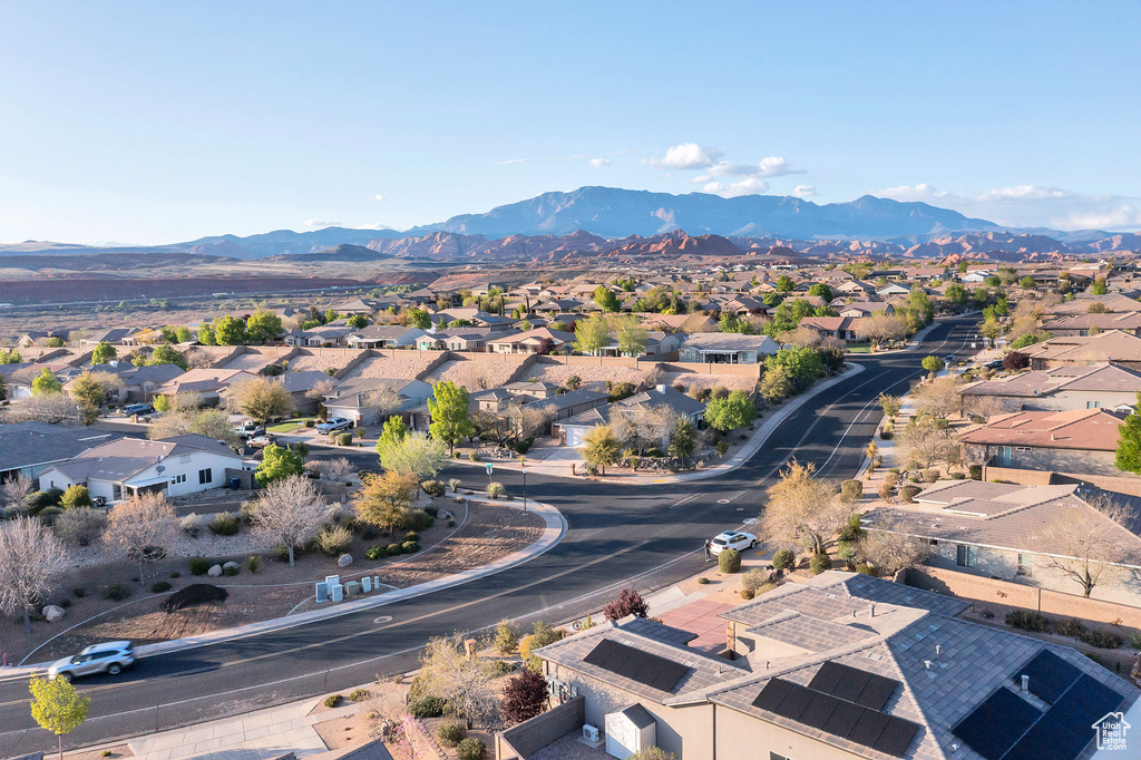 Aerial view with a mountain view and a residential view