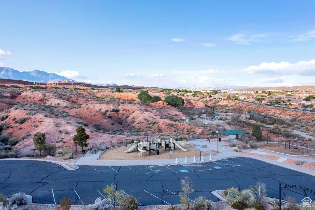 Bird's eye view featuring a mountain view