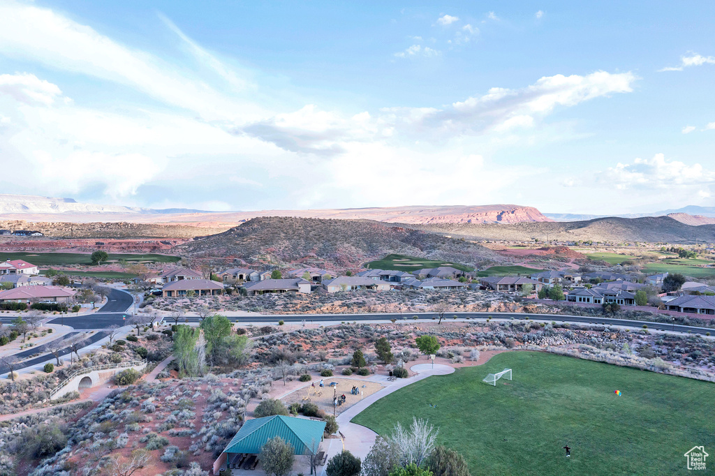 Bird's eye view featuring a mountain view