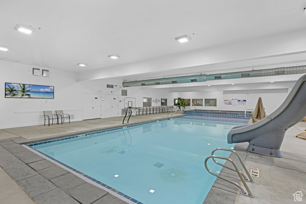 Indoor pool with a water slide