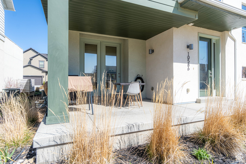 View of patio with french doors