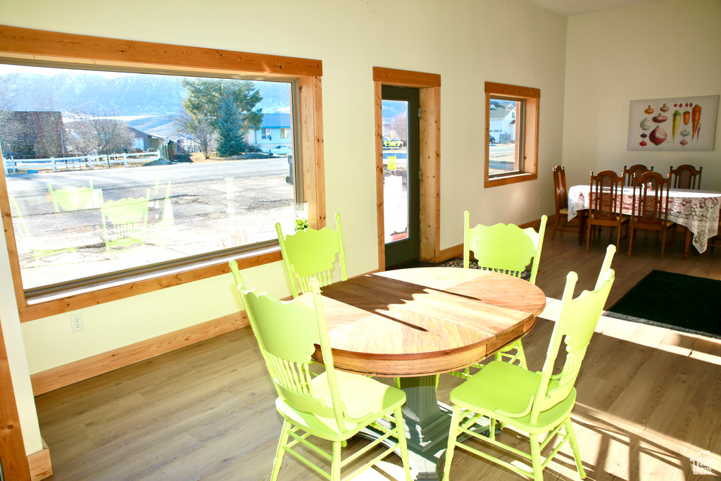 Dining room featuring baseboards and wood finished floors