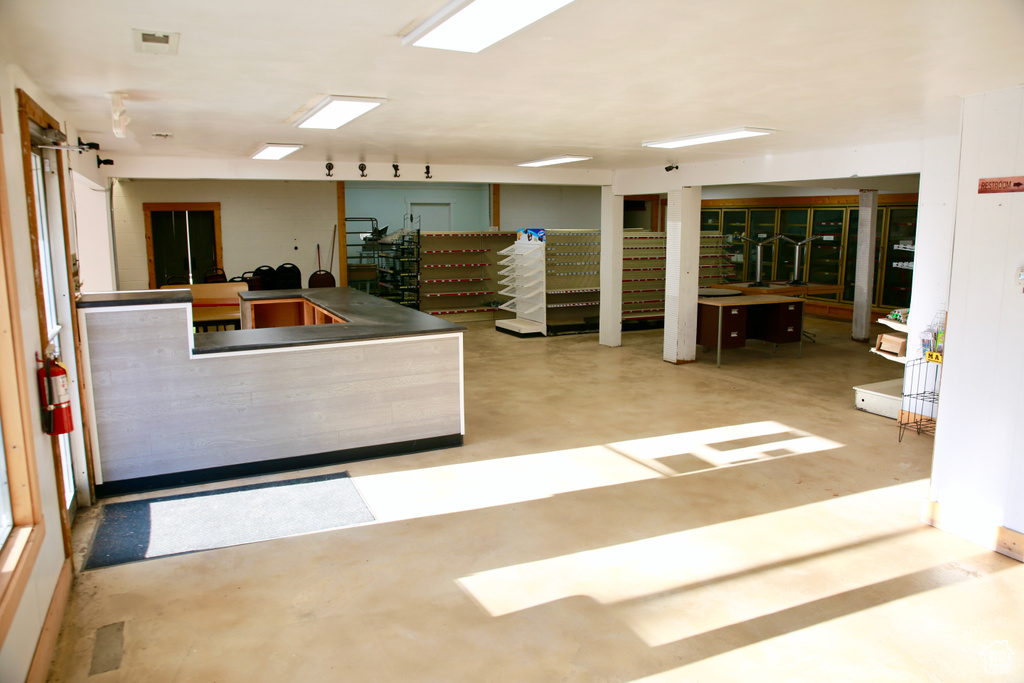Interior space with visible vents and finished concrete flooring