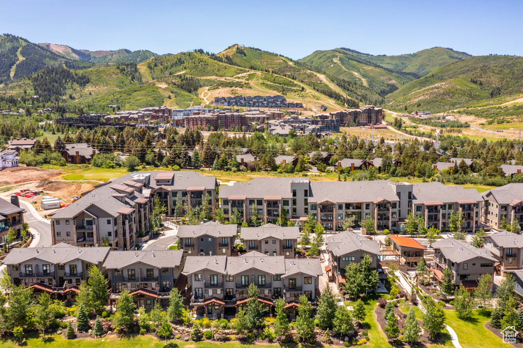 Aerial view of a mountain backdrop