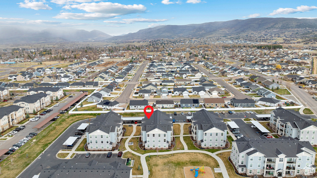 Aerial view with a residential view and a mountain view
