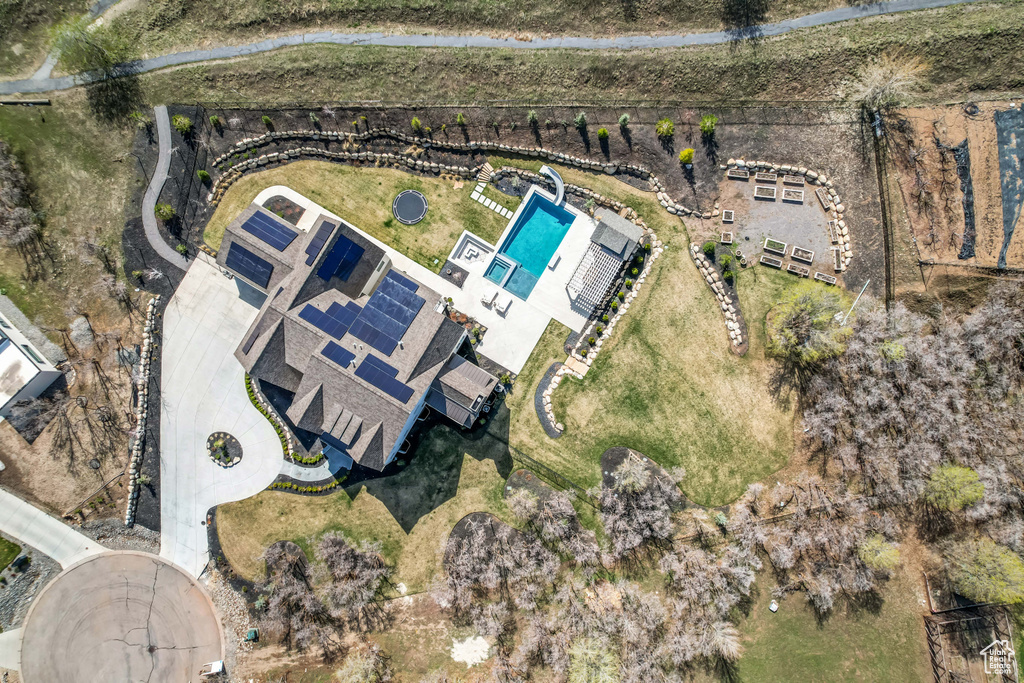 Aerial view of a pool area