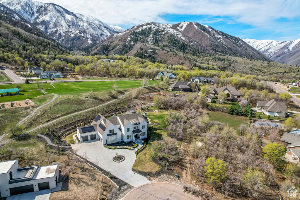 View of mountain background with nearby suburban area