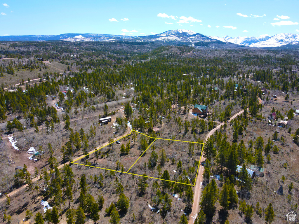 Bird\'s eye view featuring a mountain view