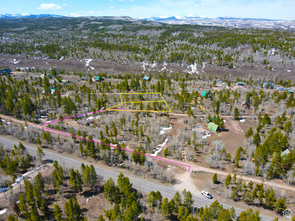 Bird\'s eye view featuring a mountain view