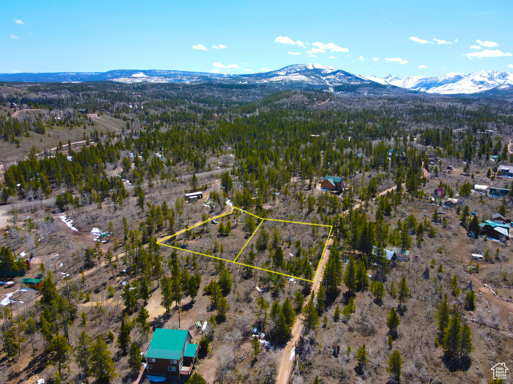 Birds eye view of property with a mountain view