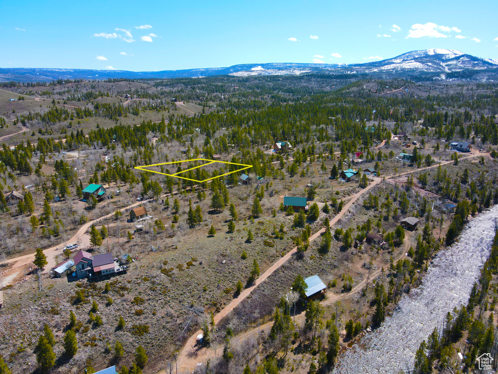 Birds eye view of property with a mountain view and a rural view
