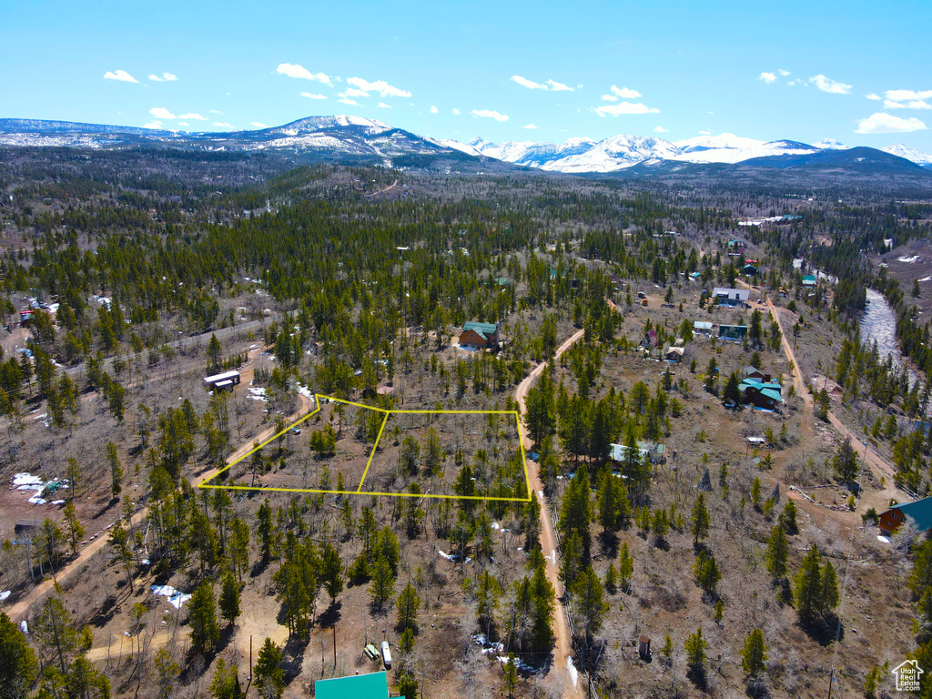 Bird\'s eye view with a mountain view