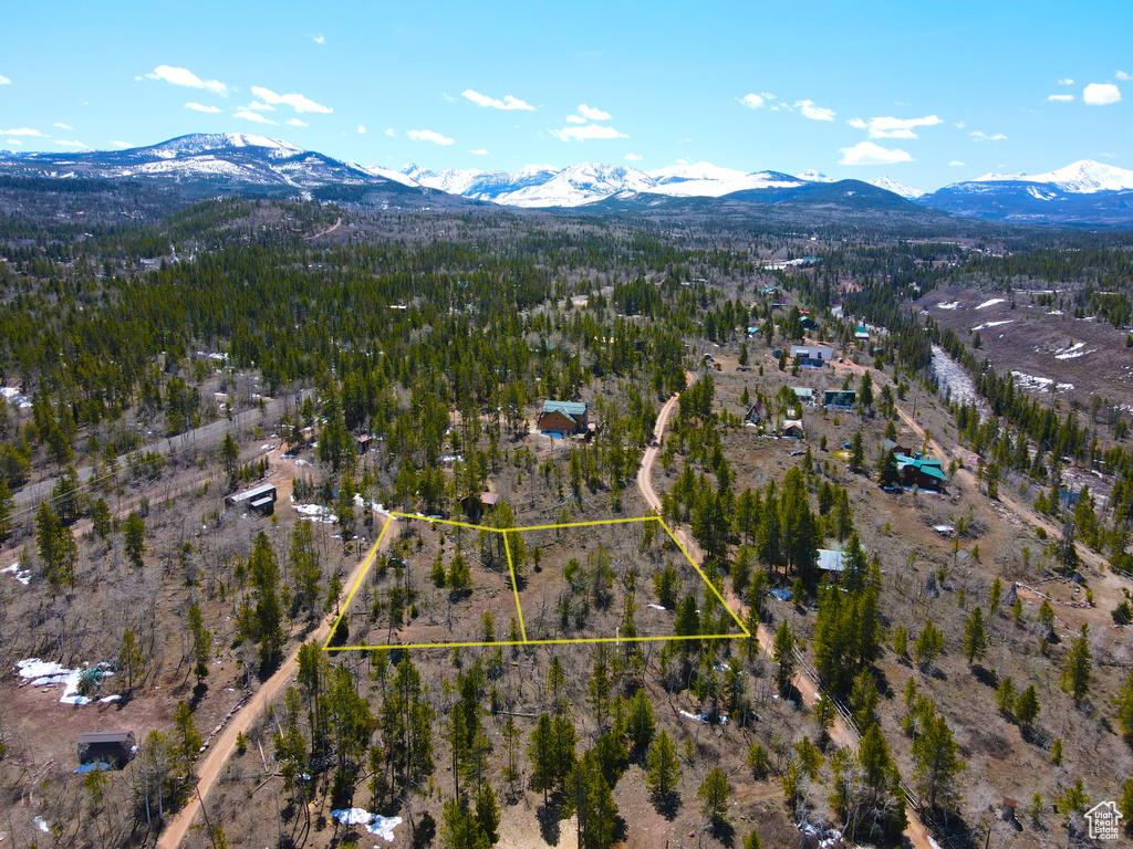 Bird\'s eye view featuring a mountain view