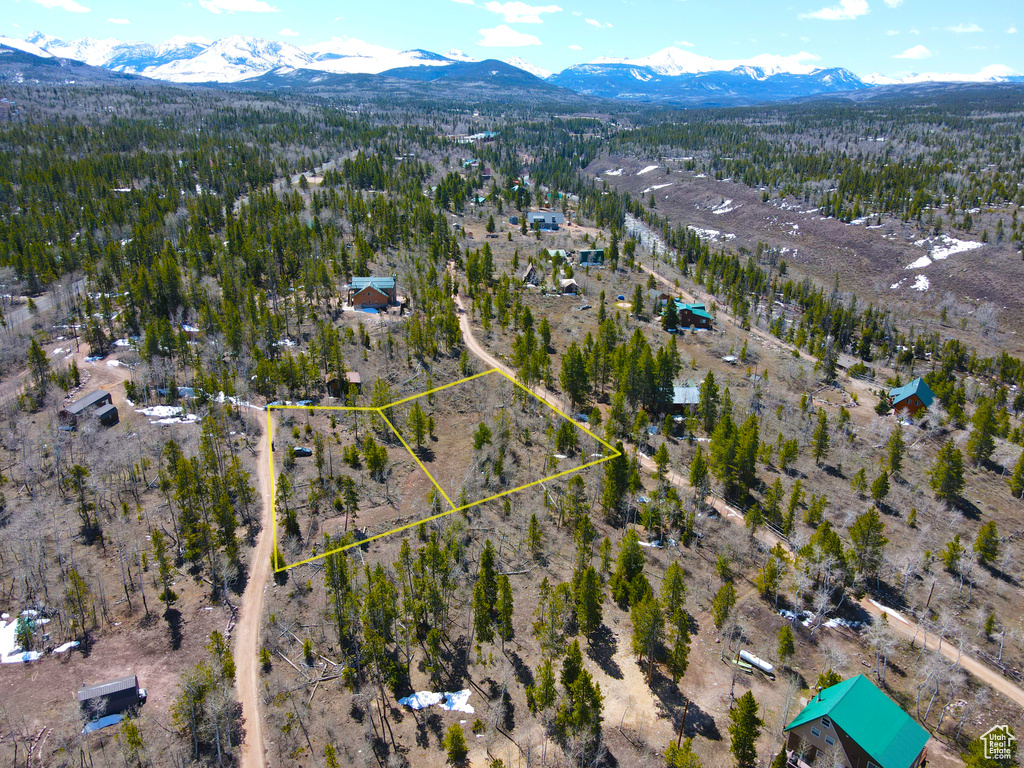 Aerial view featuring a mountain view