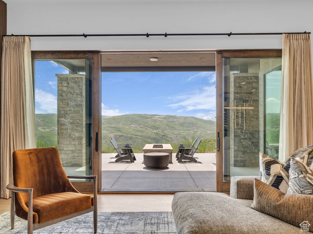 Doorway with a mountain view