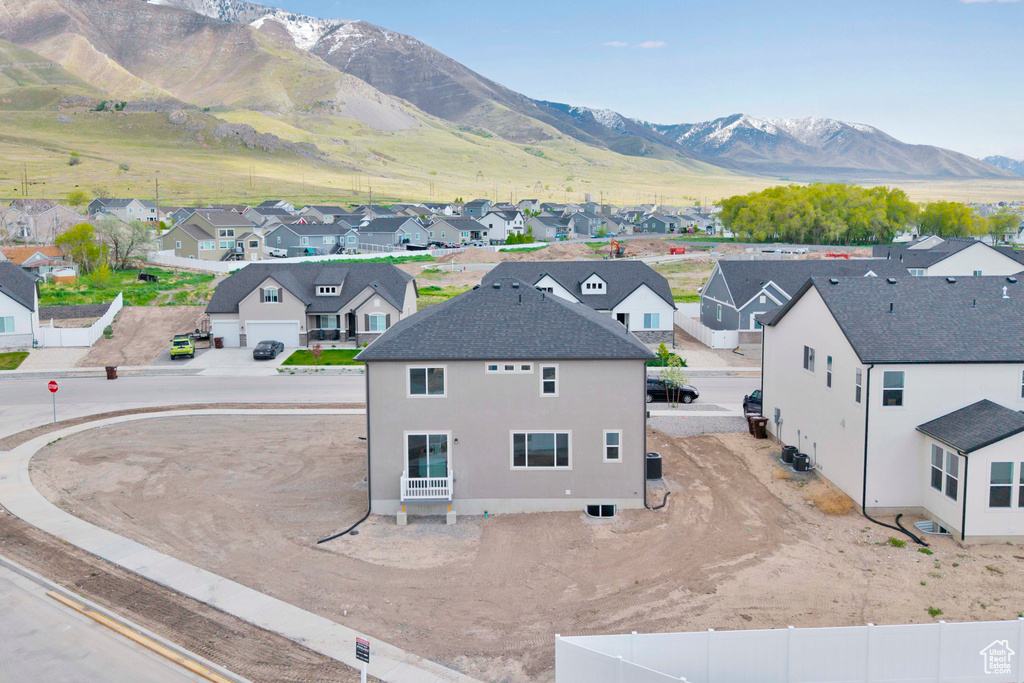 View of mountain background with nearby suburban area