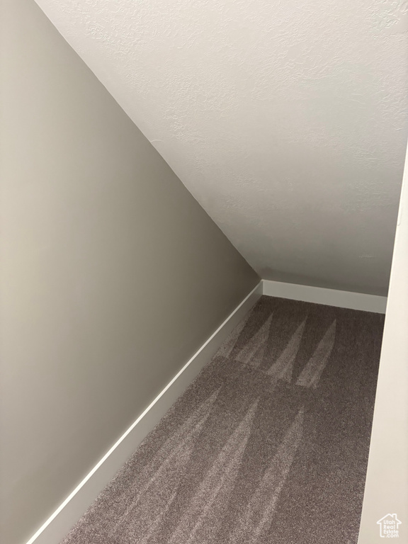 Detailed view of carpet floors and a textured ceiling